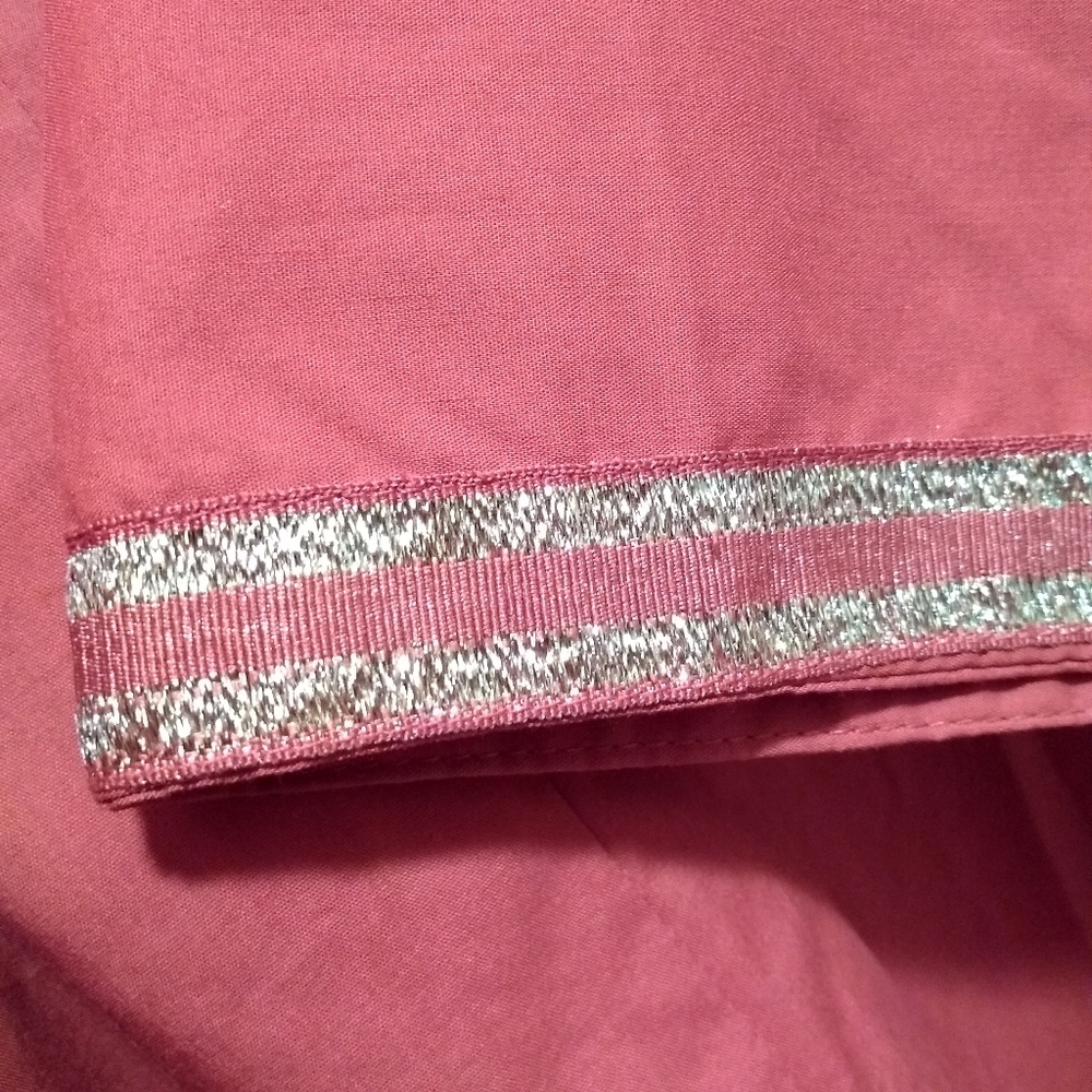 Bold & Gold Detailed, Burnt Orange Button Down Top - Picture 10 of 15